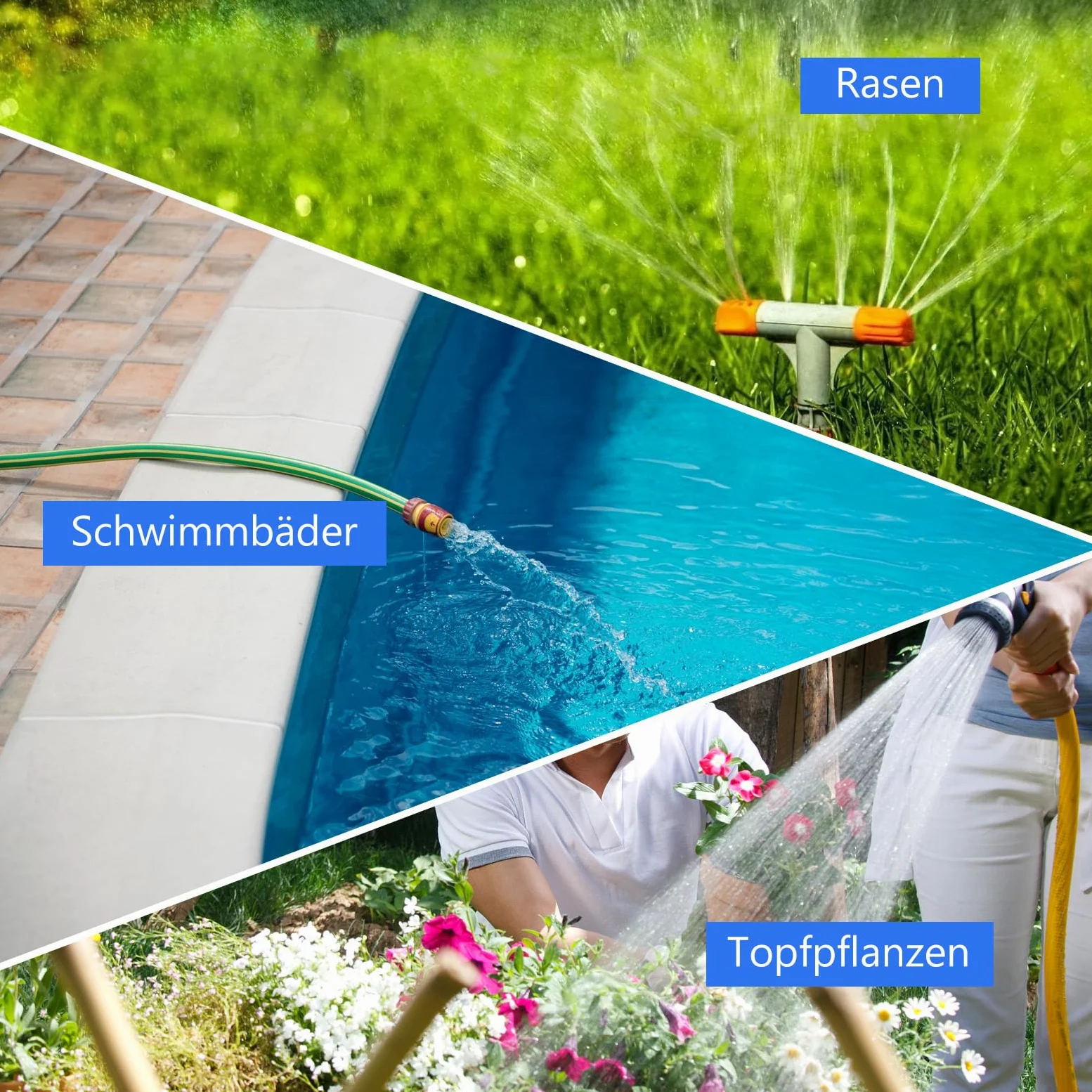 HITRENDS Ordinateur d'irrigation 2 sorties, grand écran LED, minuterie d'arrosage avec retard de pluie/contrôle manuel/minuterie de robinet, convient pour les jardins, les pelouses et les plantes en