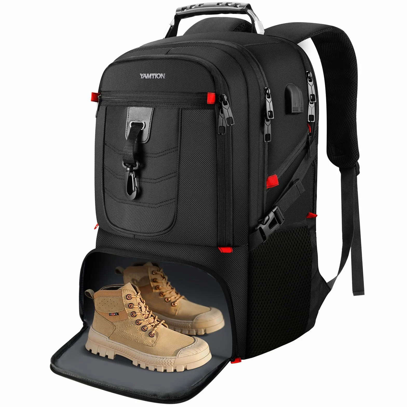 YAMTION Sac à Dos Ordinateur Portable 18.4 Pouces Compartiment à Chaussures Hommes Femmes Travail Sport Noir