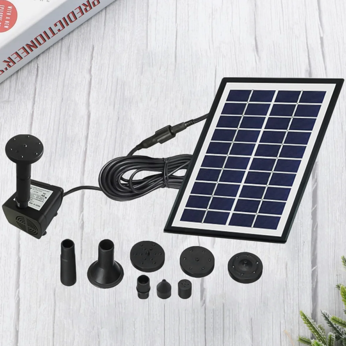 Fontaine Solaire Flottante pour Bassin Extérieur et Bain D'oiseaux, Plastique Noir, Débit Maximal 380l/h, Alimentation 10v/4w, pour Circulation D'eau en Plein Air