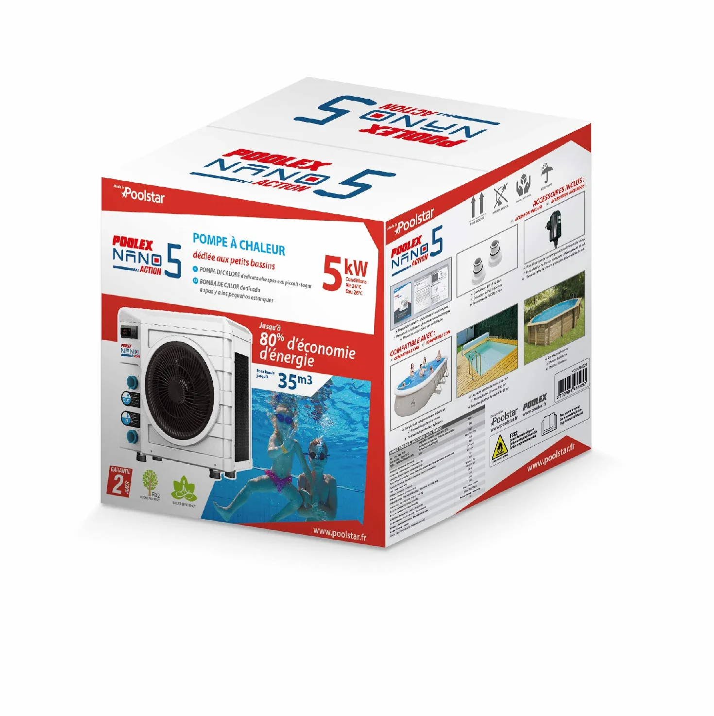 POOLEX PC-Nano-A5 Pompe à Chaleur Piscine 990W Bassin 20-35m3