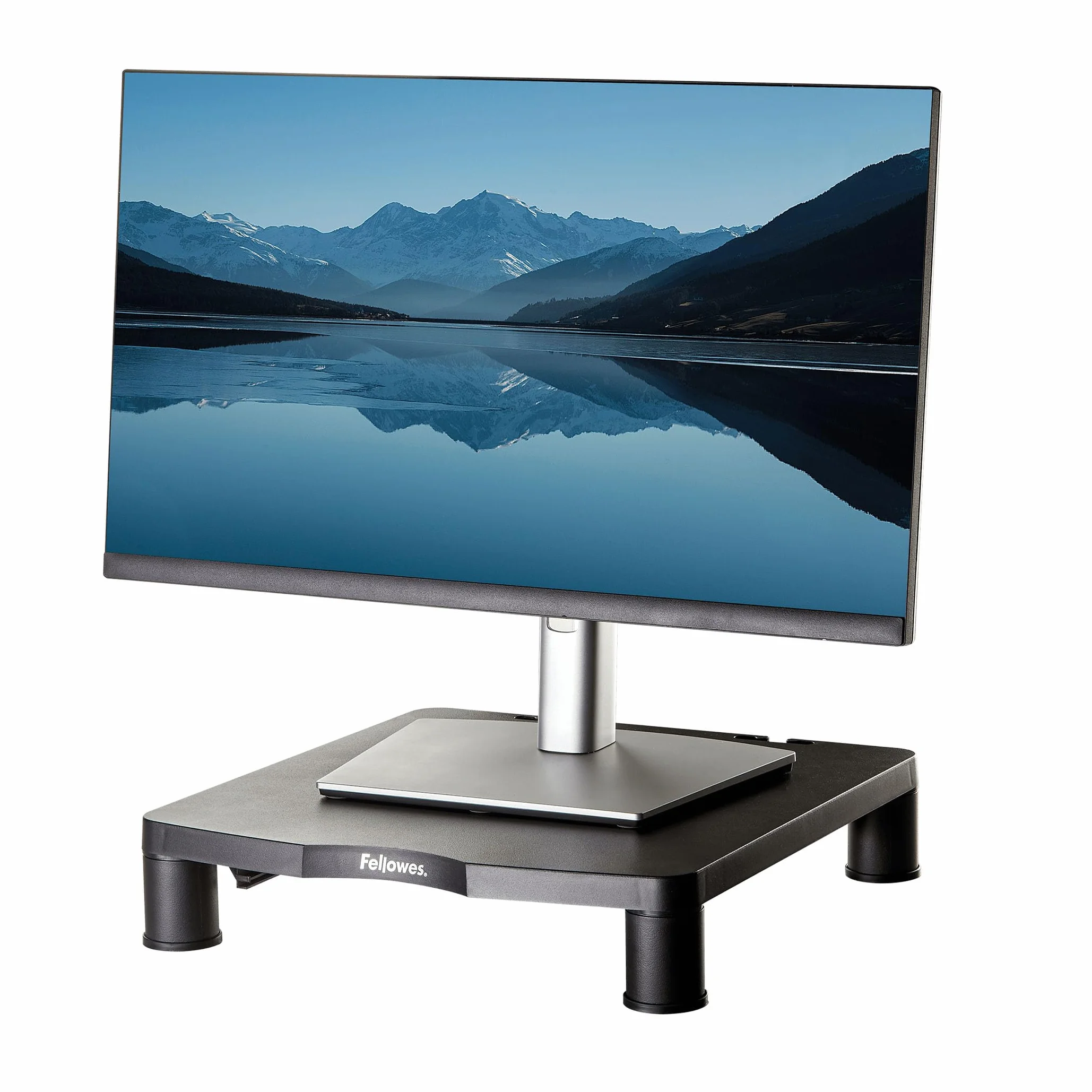 Fellowes Support d'écran Everyday Noir Réglable en Hauteur 3 Niveaux Ergonomique Gestion des câbles Charge Max 27 kg
