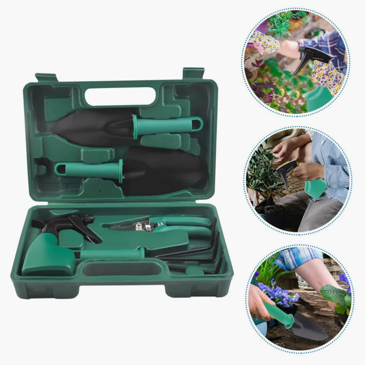 Kisangel Kit Outils de Jardinage avec Râteau Pelle et Autres Outils Pratique pour Jardin Coffret Inclus