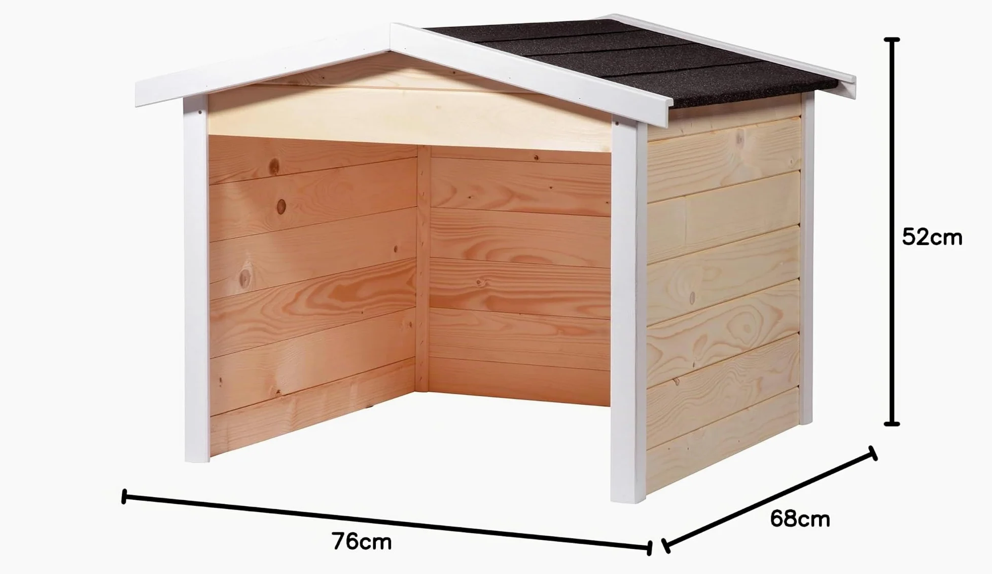 dobar® Garage pour Robot Tondeuse, en Bois, en kit, avec Toit bitumé, 76 x 68 x 52 cm, Naturel/Blanc