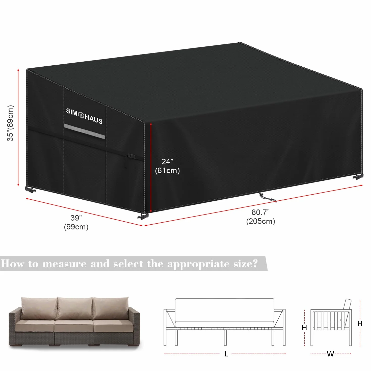 Housse pour Canapé Extérieur 3 Places Imperméable 420D Oxford 205x99x89/61cm