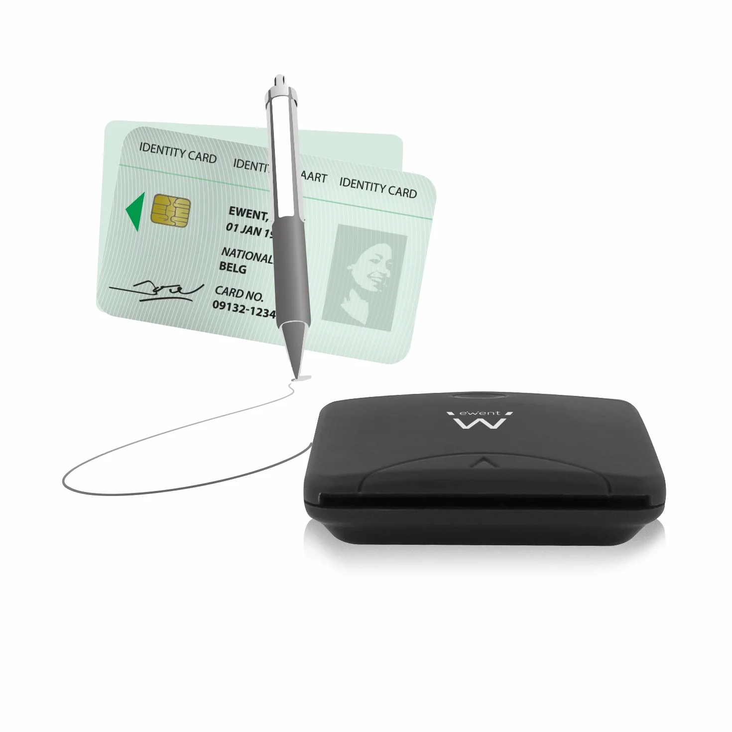Ewent Lecteur de carte à puce USB PC/SC WHQL noir