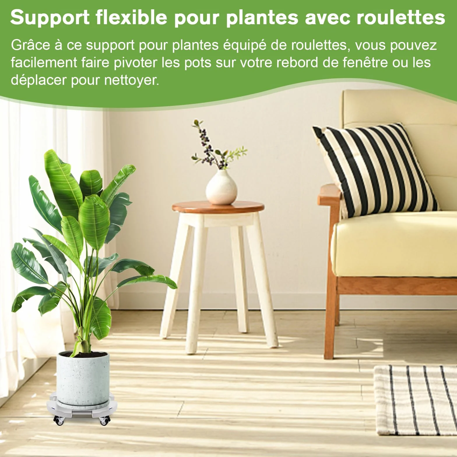 DEWEL Support Roulette Porte Plante Réglable 38-50cm, Capacité de Charge 200 kg