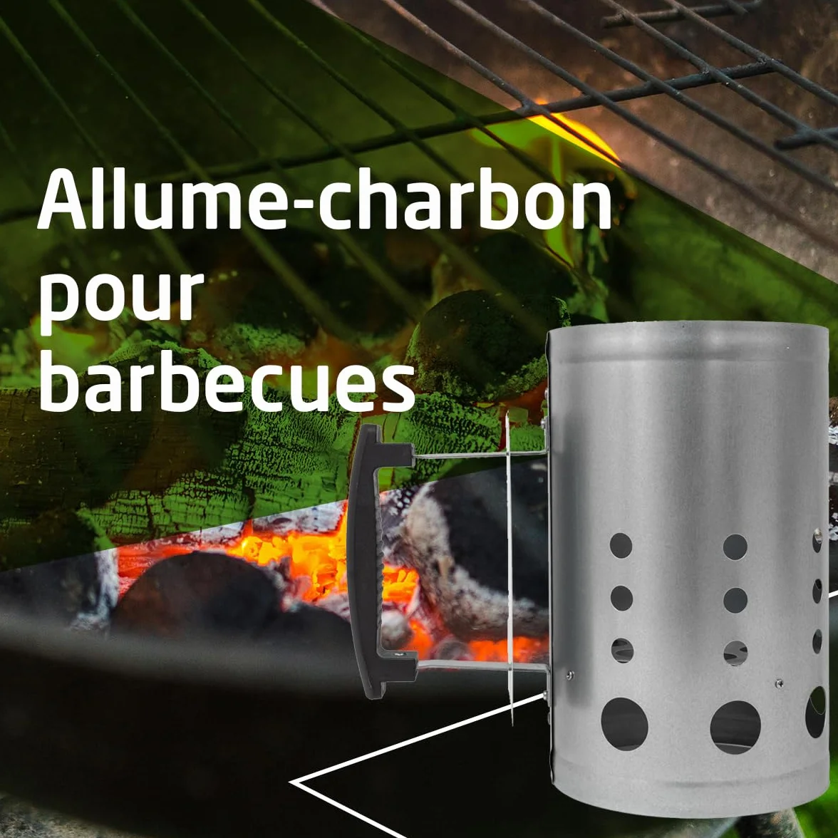 Allume-feu au charbon Fireplus pour barbecue acier galvanisé 27 x 17,5 x 30 cm