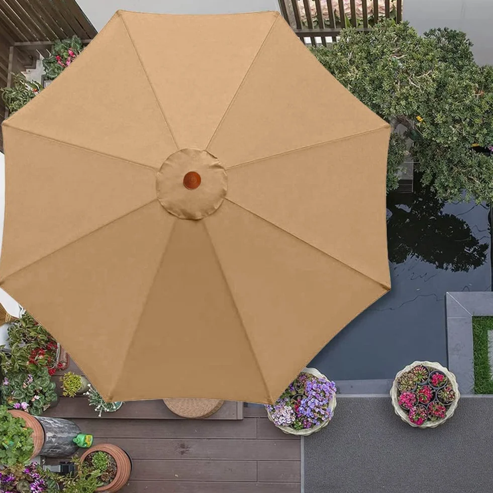 Roadtime Housse de rechange parasol 3 m tissu universel protection solaire jardin patio plage (8 baleines, kaki)