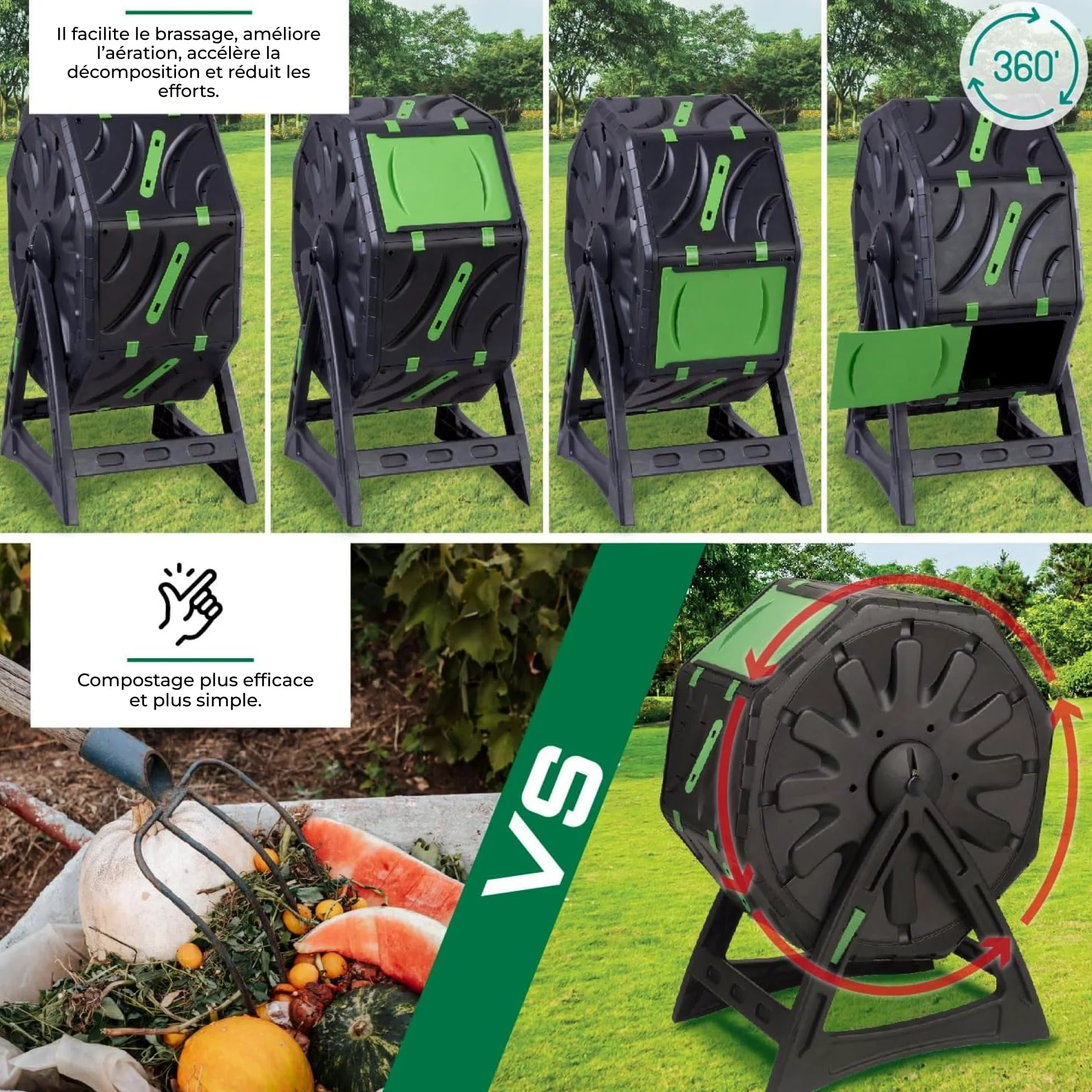 Strend Pro Mini Composteur De Balcon 70 L | Petit Composteur De Jardin | Composteur À Tambour Rotatif pour Un Compost Rapide Et De Qualité | Composteur Rapide De Jardin | Bac À Compost