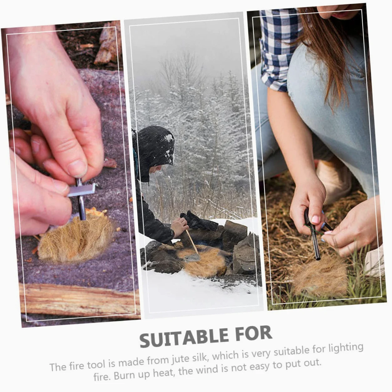 5 Ensembles Soie De Jute - Accessoire De Camping Accessoire De Survie Allume-feu De Camping Allume-feu Extérieur Approvisionnement Allume Feu Light Brown 3 Pièces * 5