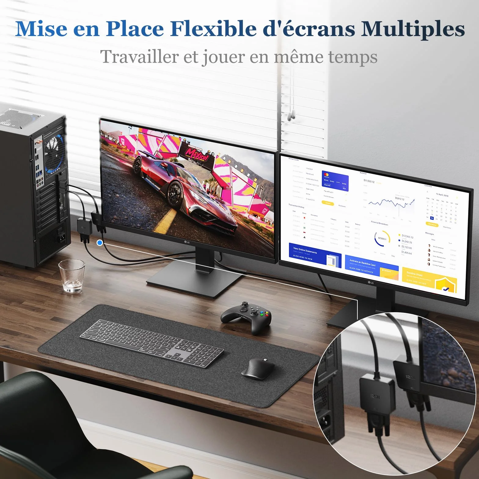 ICZI Lot de 2 Adaptateurs HDMI vers VGA 1080P, Convertisseur HDMI Mâle vers VGA Femelle Noir