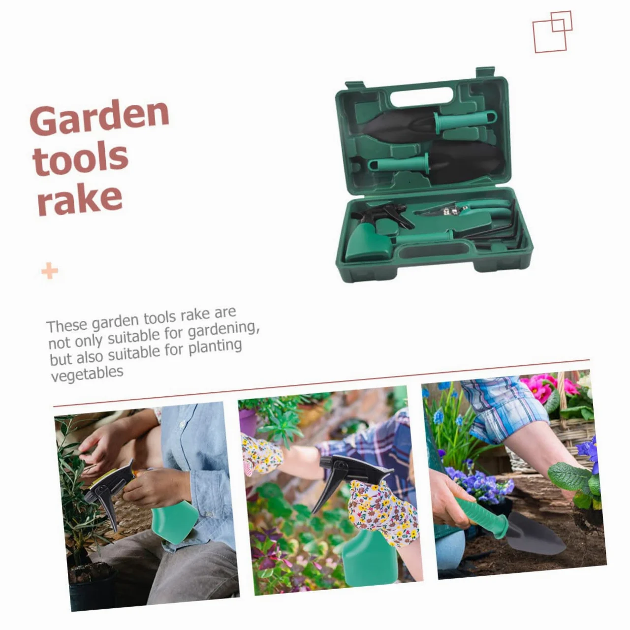 Kisangel Kit Outils de Jardinage avec Râteau Pelle et Autres Outils Pratique pour Jardin Coffret Inclus