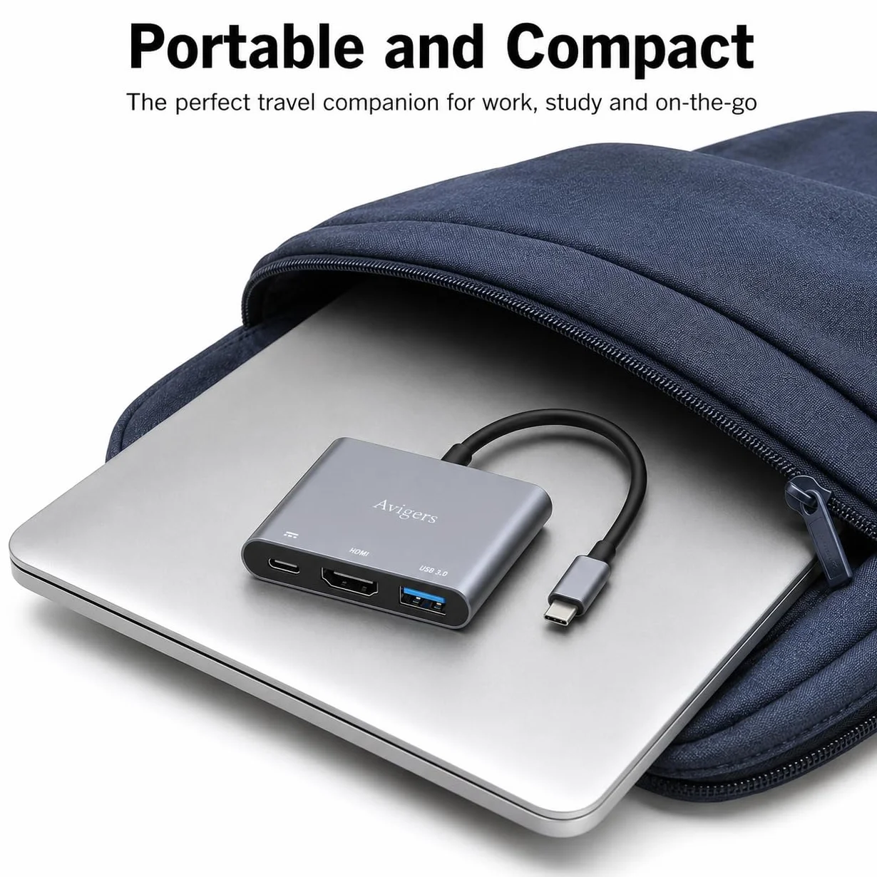 Adaptateur USB C vers HDMI 4K, Hub Multiport 3 en 1 avec PD Charge 100W, USB 3.0 pour Samsung MacBook Pro