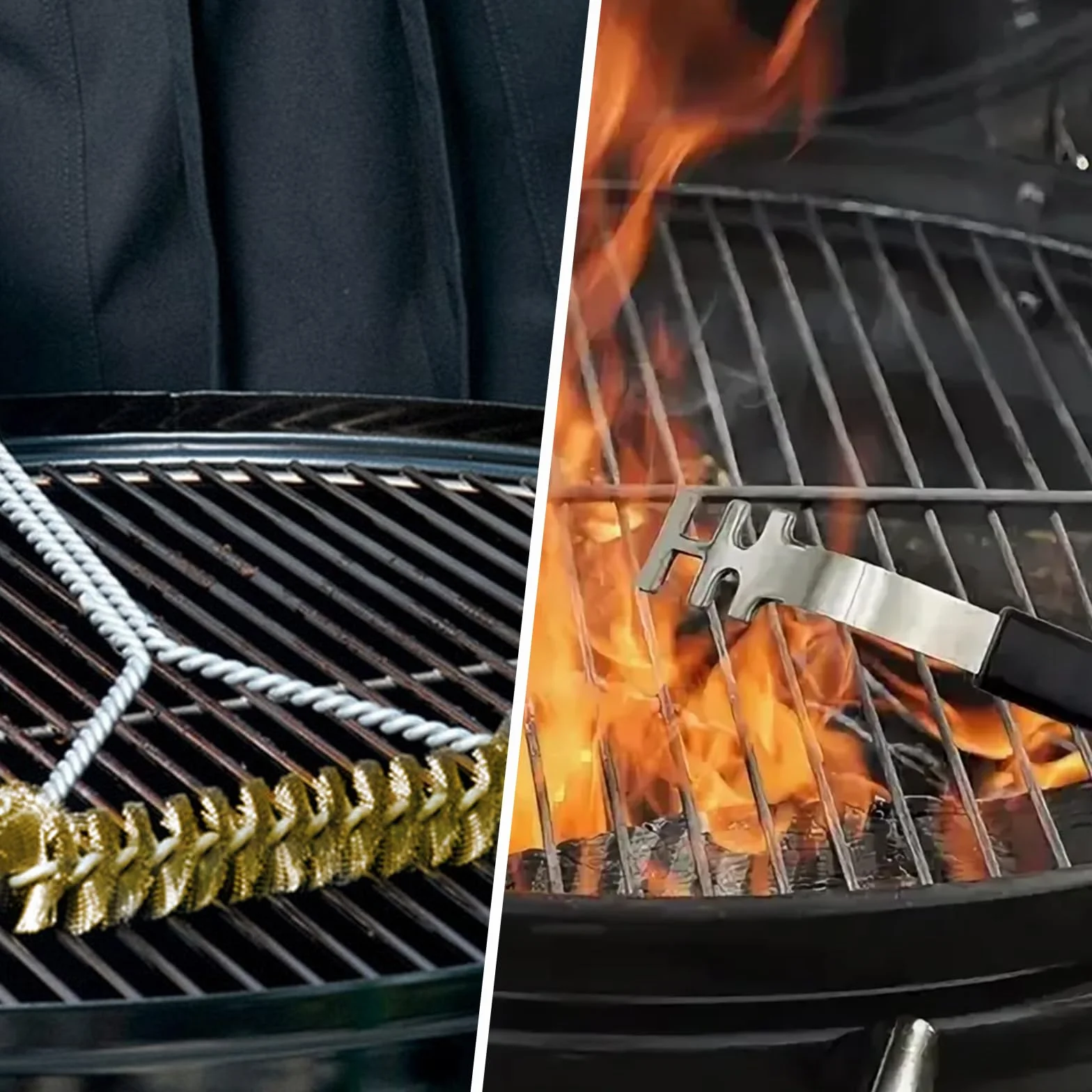Lot de 2 lève-grille barbecue résistants à la chaleur + brosse 3 côtés, acier inoxydable, accessoires camping