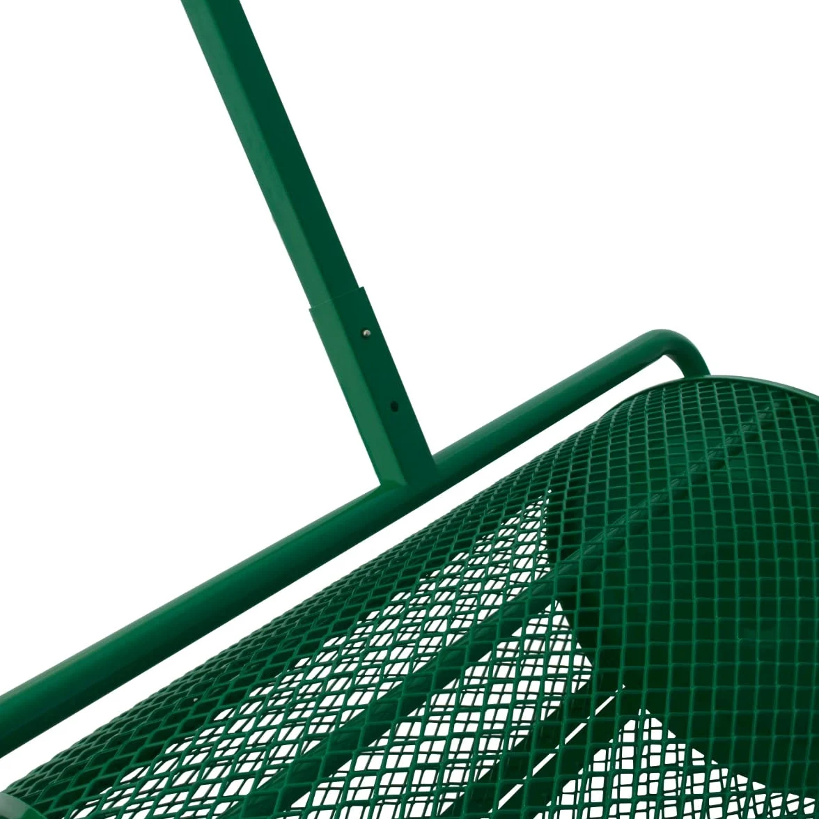 T-Mech Rouleau épandeur à Compost 80 L - Vert - Léger & Facile à Transporter - Manche Extensible 62-67cm [Paire de Gants Gratuite] Jardinage, Horticulture
