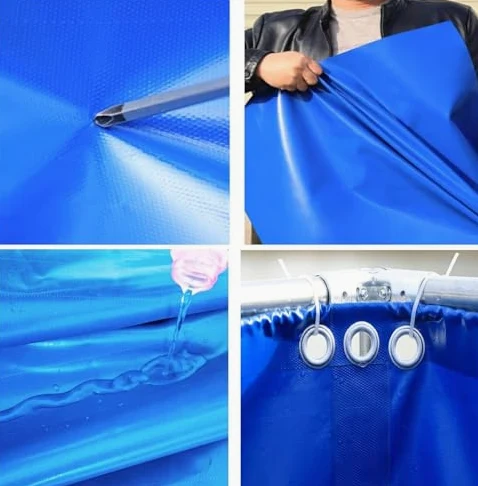Bassin à poissons pliable étanche avec valve de vidange, toile en PVC durable, piscine aquatique pour l'extérieur et résistance à la sécheresse