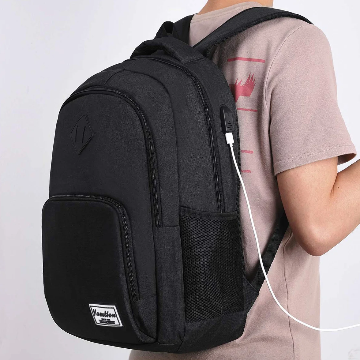 YAMTION Sac à dos d'école unisexe pour ordinateur portable lycée université travail