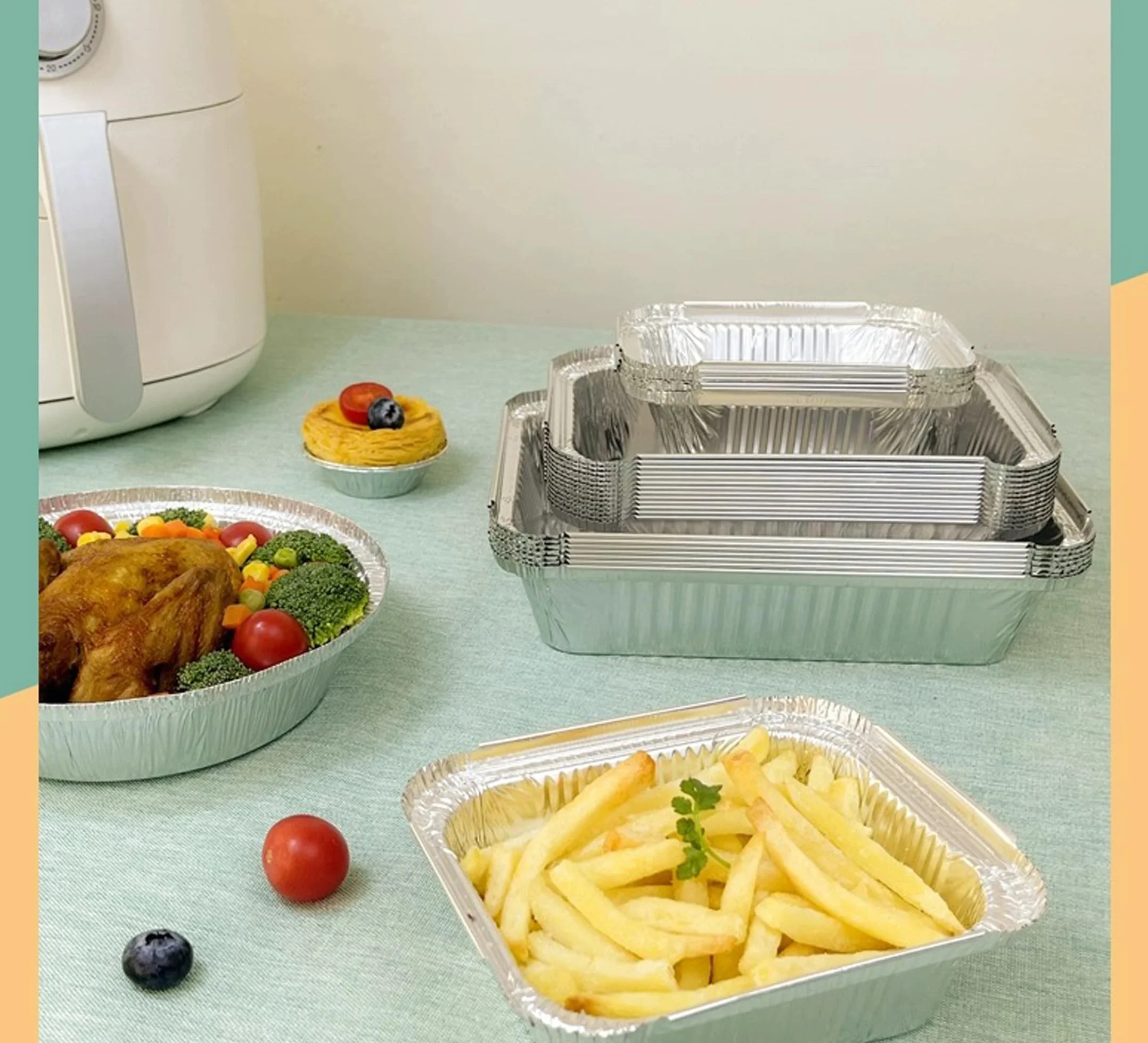 Barquette Aluminium 30 Pièces avec Couvercle 1750ml 700ml 410ml Réutilisables Jetable Barbecue Cuisiner Griller Cuire