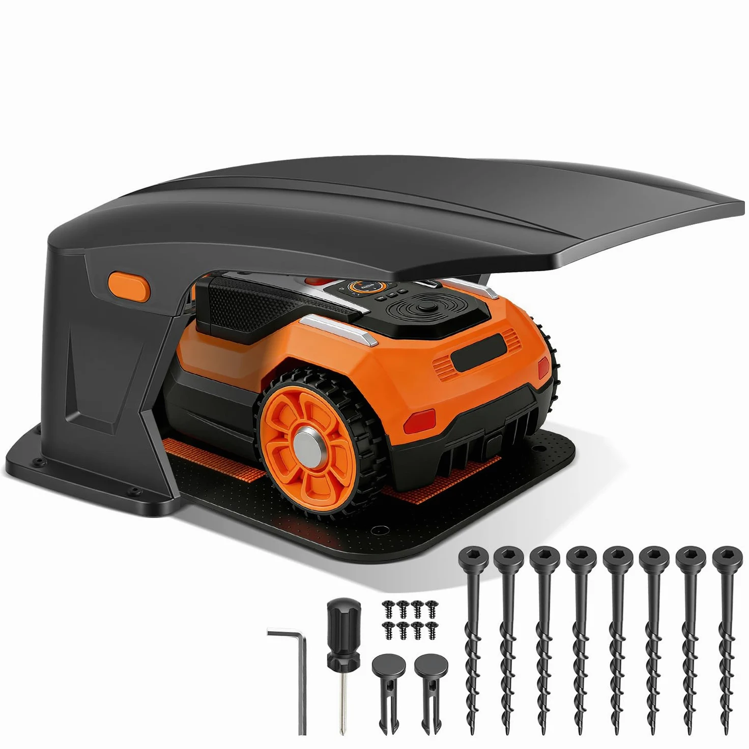Station de charge pliable pour robot tondeuse - Station de charge compatible - Toit de protection pour robot tondeuse - Pas de blocage du signal - Protection UV - Contre la pluie et la grêle