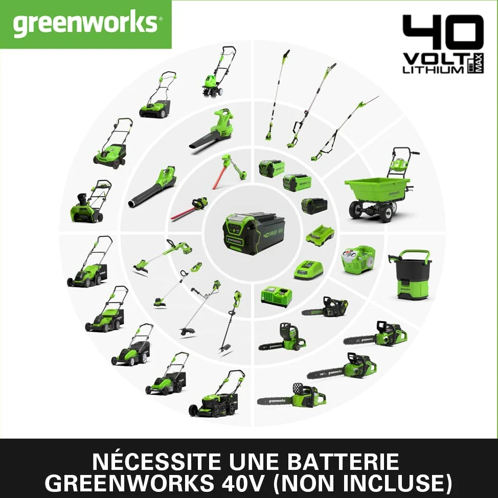 Greenworks 40V Souffleur à Batterie Axial de Feuilles Sans Fil, avec Régulateur de Vitesse, 177 km/h, 11,05 m³/min SANS Batterie Ni Chargeur, Garantie 3 Ans G40AB