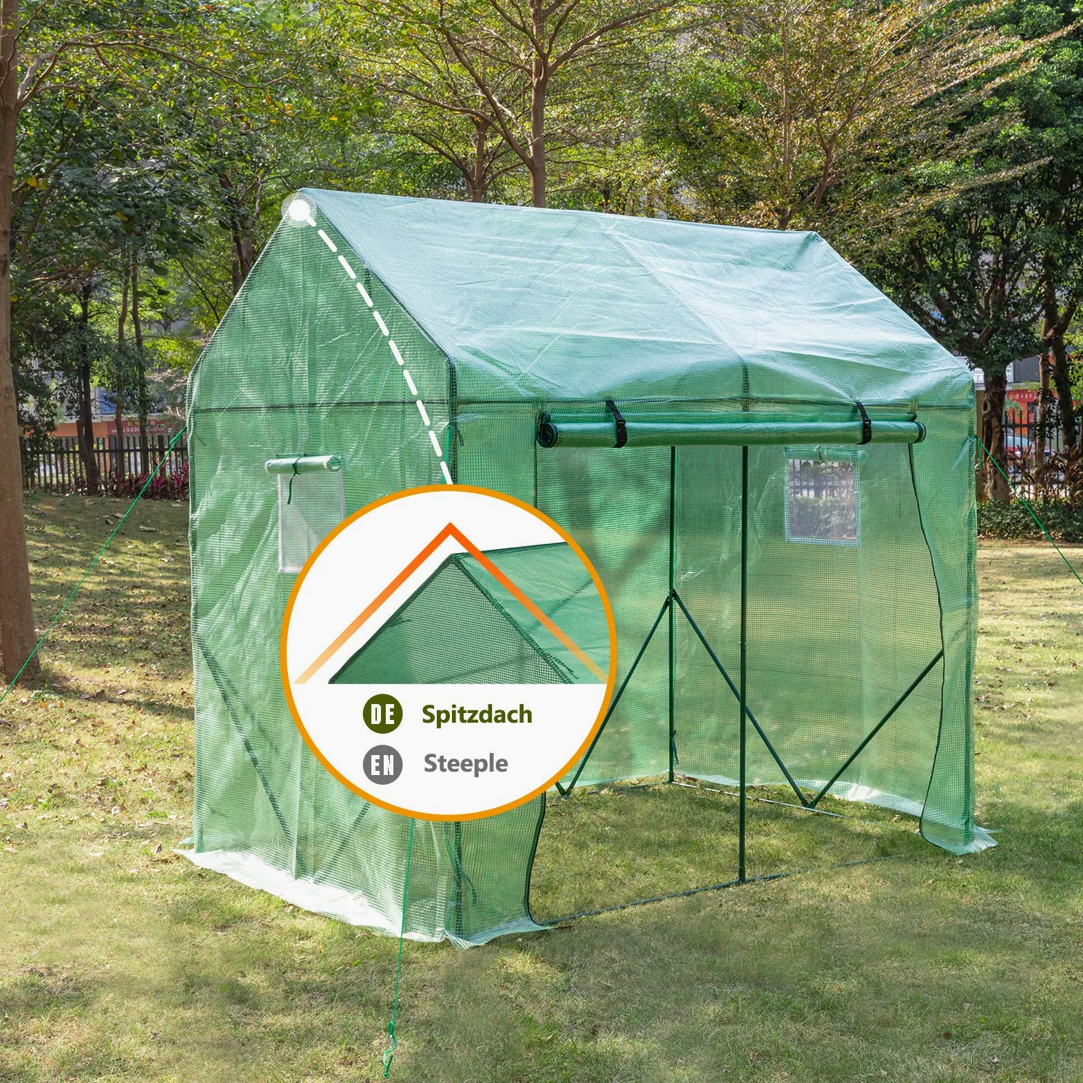 Yorbay Serre de Jardin Tente pour Plantes Tomates Fleurs Bâche renforcée en PE 140 g/m² - 200 x 140 x 200cm (LxBxH), Solide, Verte Réutilisable