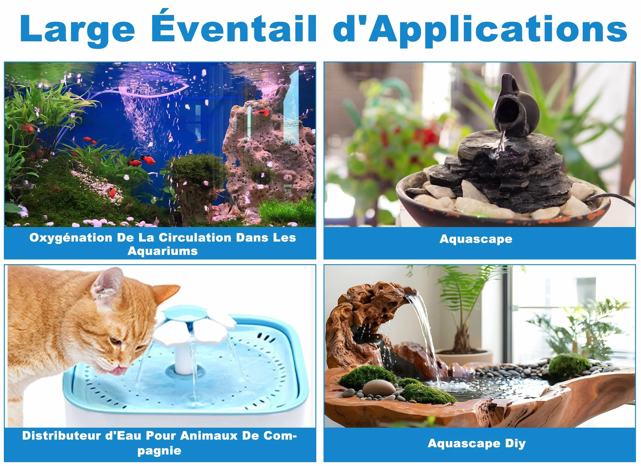 Fontaine pour Animaux USB Super Silencieuse Débit d'Eau Réglable Pompe de Fontaine Chat Chien