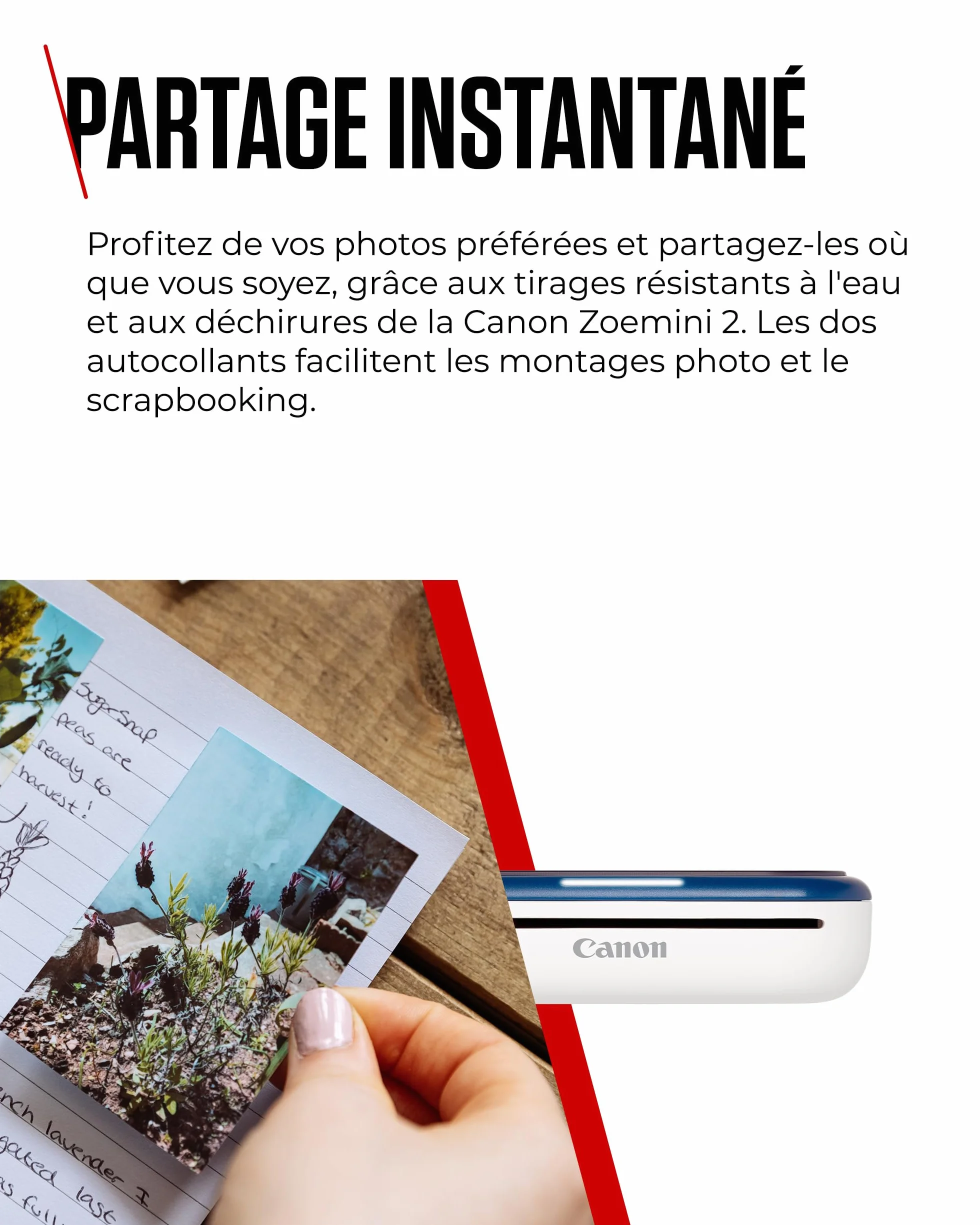Canon Zoemini 2 Imprimante Photo Portable Bluetooth USB-C Rechargeable, Kit avec 20 Feuilles Autocollantes ZP-2030 + 10 Feuilles Circulaires 3,3 cm Zink, Bleu