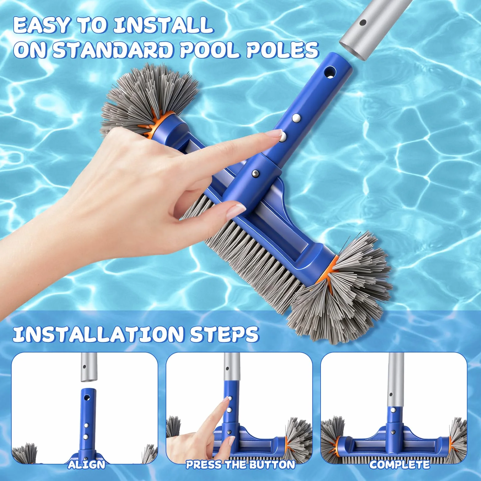 Brosse de nettoyage ronde 13″ pour piscine en film plastique
