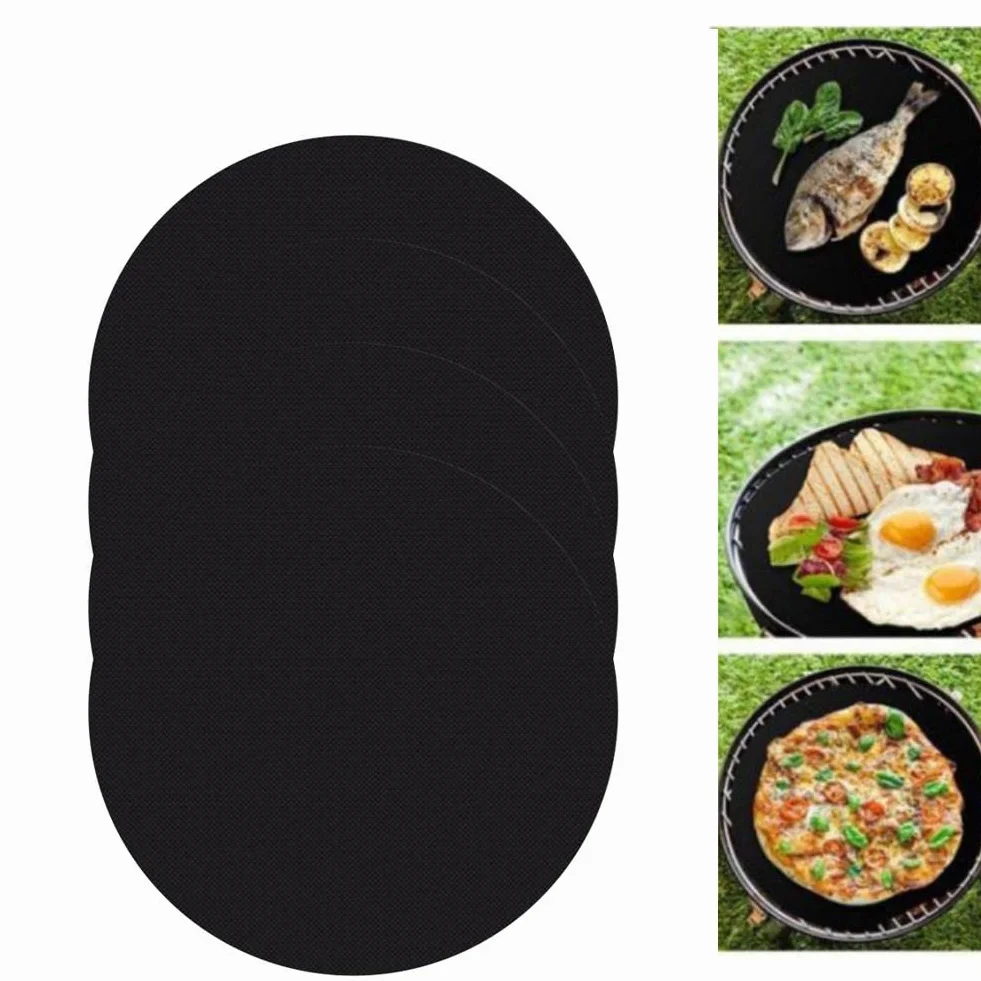 SPORTARC Lot de 4 tapis de cuisson ronds anti-adhésifs pour barbecue 40 cm