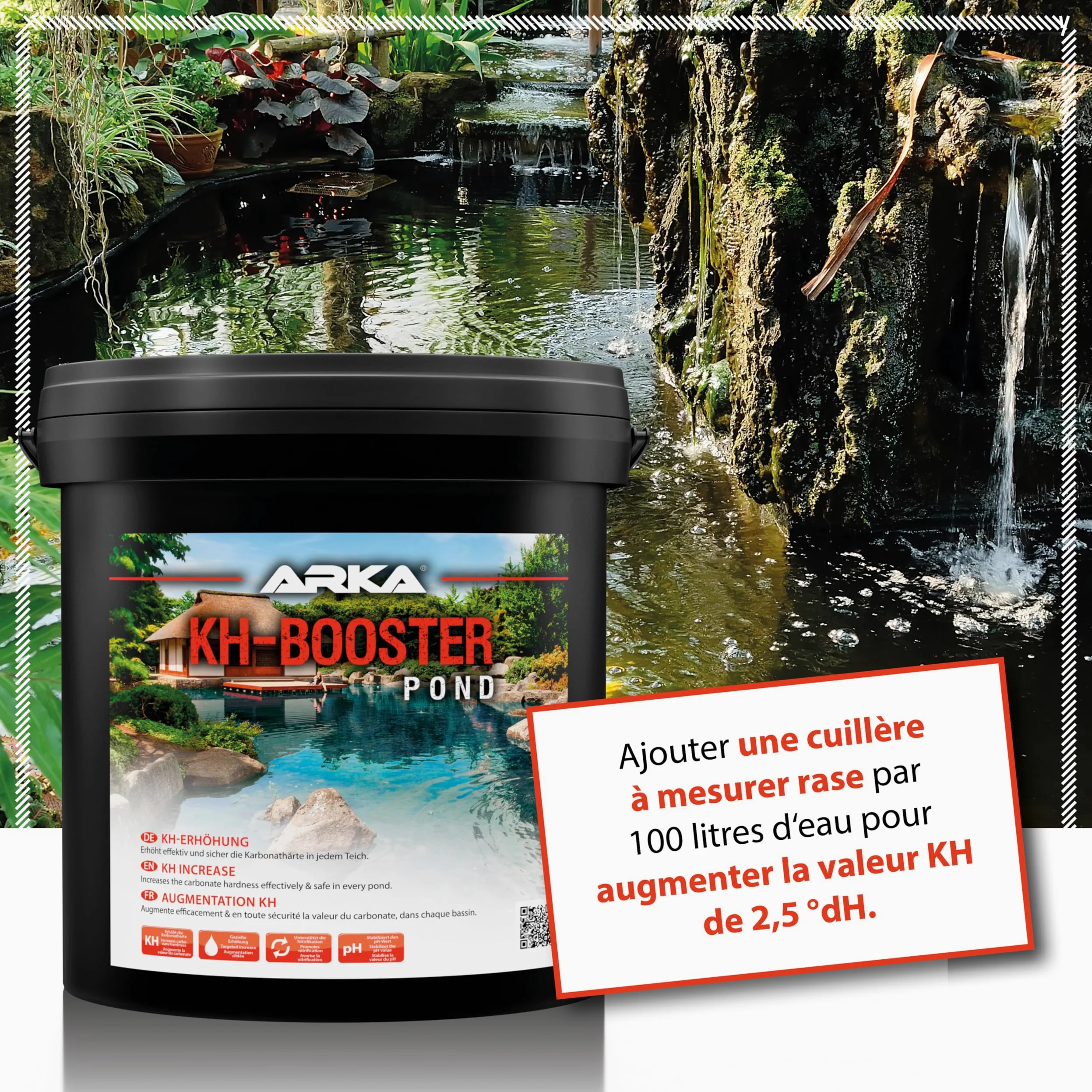 ARKA Pond KH Booster - 20kg - Augmente efficacement la dureté carbonatée des bassins, favorise Un écosystème sain et stabilise Les valeurs de pH.