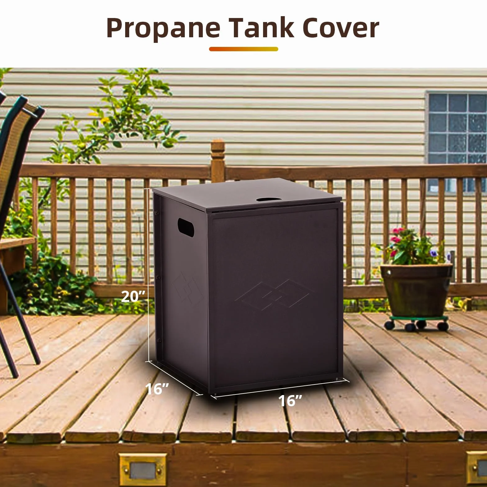 Garvee Table Cache-Bouteille pour bonbonne de Propane 20 LB – Boîte de Rangement extérieur en métal résistante – Bronze-Diamond