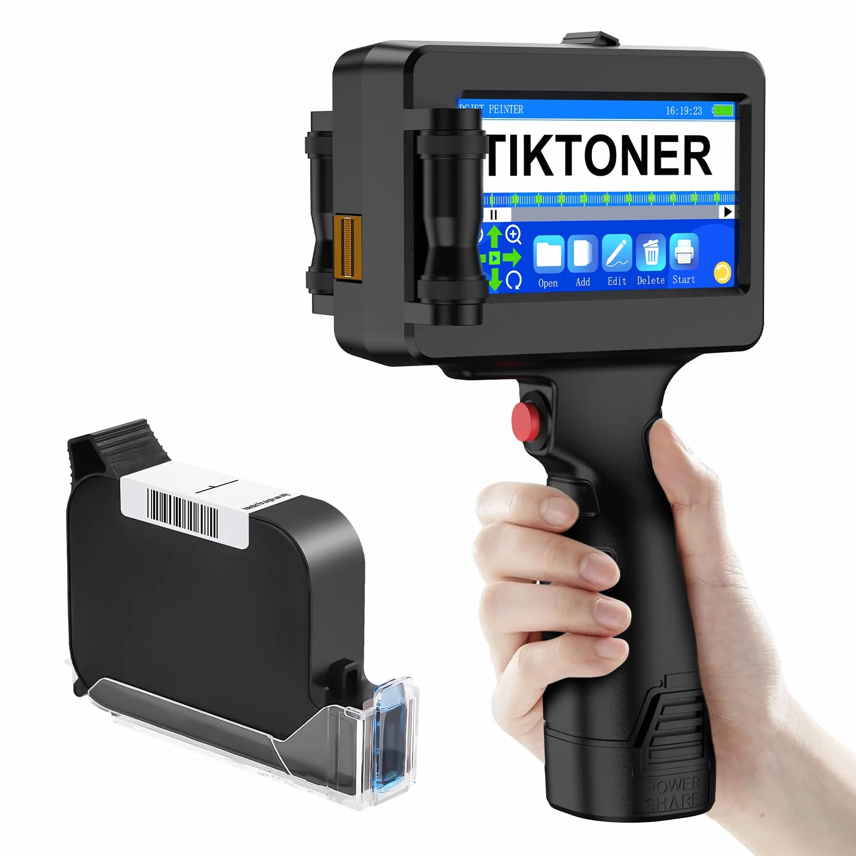 Imprimante à Jet d'encre Portable TIJ314, Pistolet d'Imprimante à Main 42ML, Écran Tactile 4,3" pour Texte, QR Code, Code-Barres