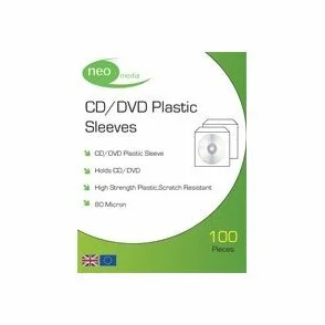 80 micron PVC CD Sleeve avec rabat lot de 100