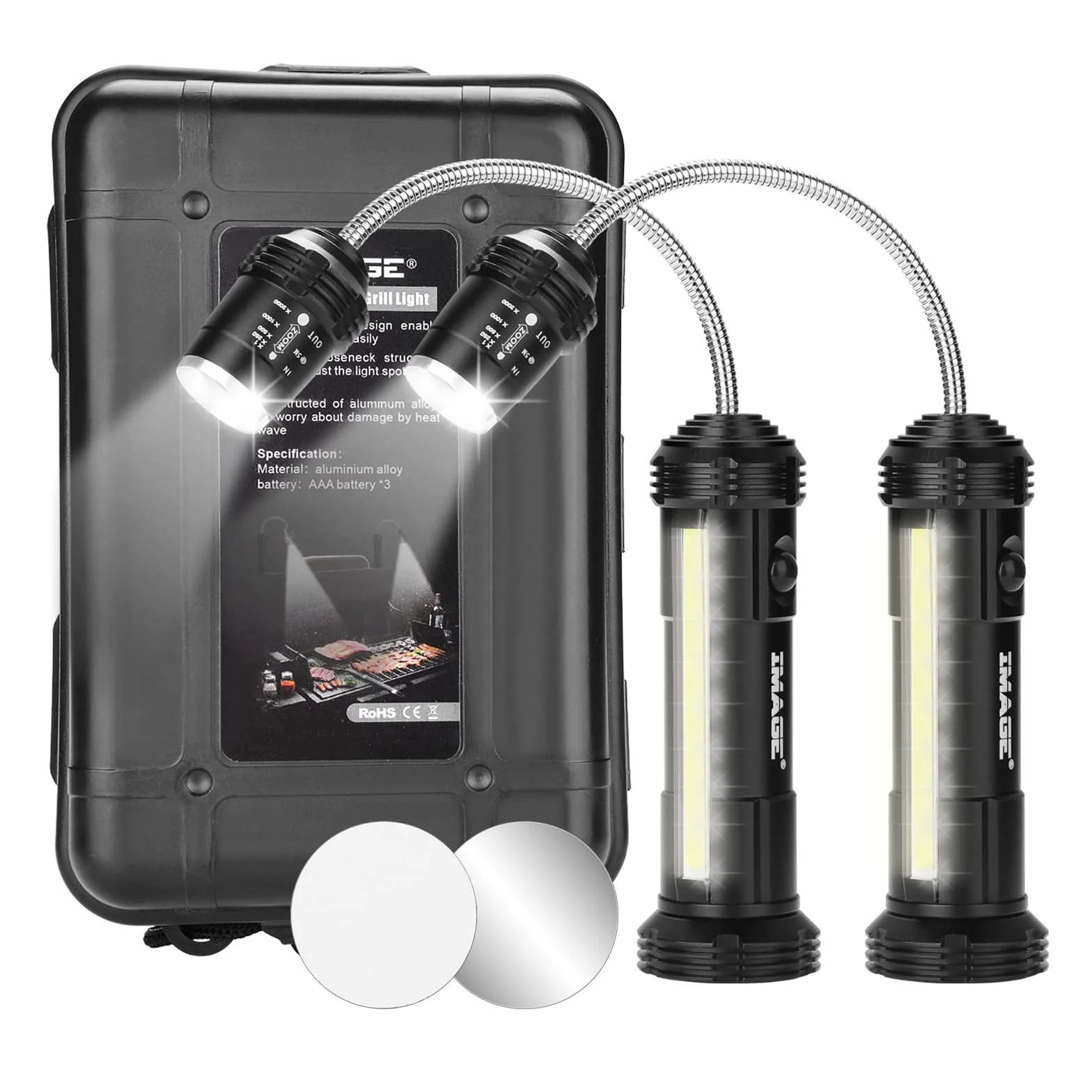 Lampes Barbecue Lumineuse Magnétiques Lot de 2 Accessoires BBQ Éclairage Grille Cadeau