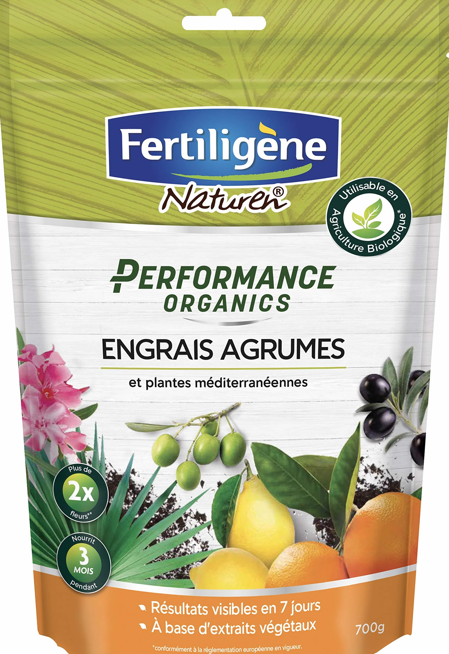 FERTILIGENE NATUREN POEAG7 Engrais Granulés Performance Organics Agrumes Plantes Méditerranéennes 700 g Pour 14m²