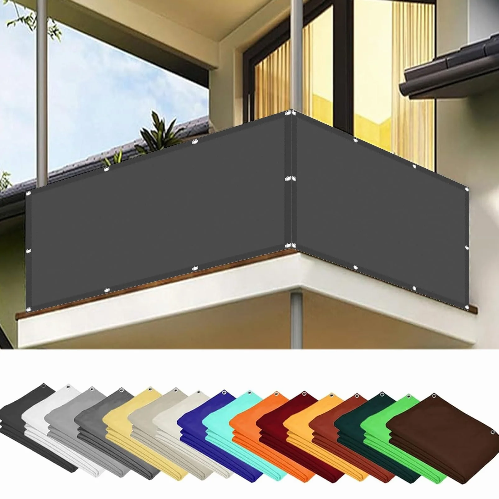 Brise Vue Balcon 150 x 200 cm Filet Occultant Jardin avec Oeillets Gris Foncé
