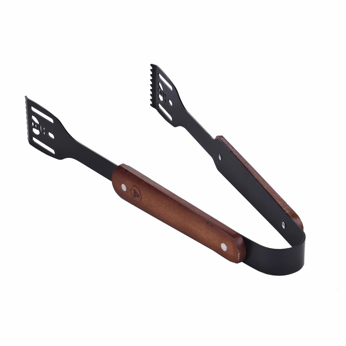 LAGUIOLE Black Edition Set 5 Ustensiles Barbecue, Manche Bois Caoutchouc, Acier Inoxydable, Silicone, Kit Voyage Camping Jardin