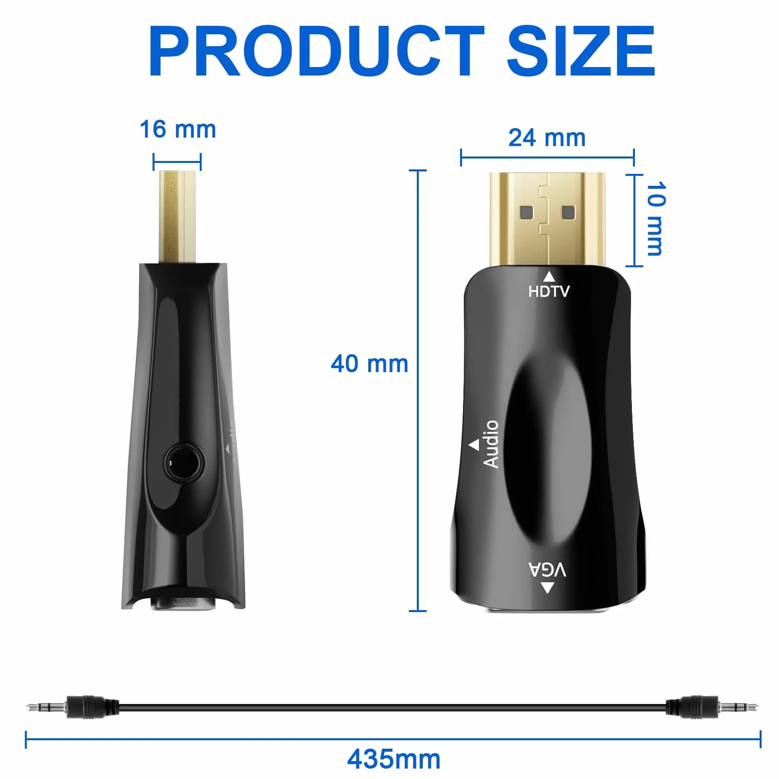 Adaptateur HDMI vers VGA 2 Pièces – Convertisseur HDMI VGA 1080P Full HD Jack 3.5mm