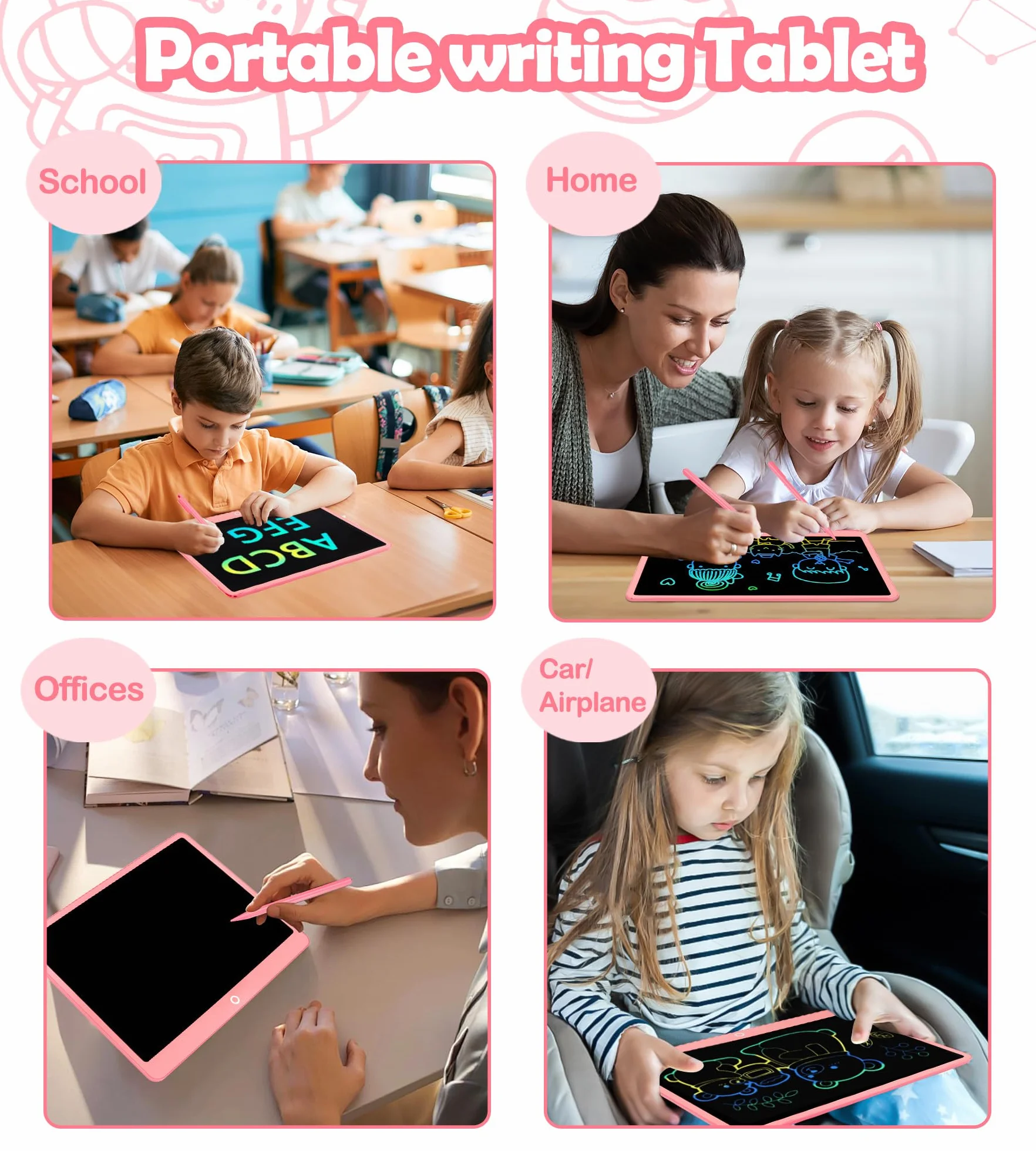 Tablette D'écriture LCD 16 Pouces, Tablette Dessin Enfant, Ardoise Magique Jouets Éducatifs Cadeaux Noël 3-9 Ans