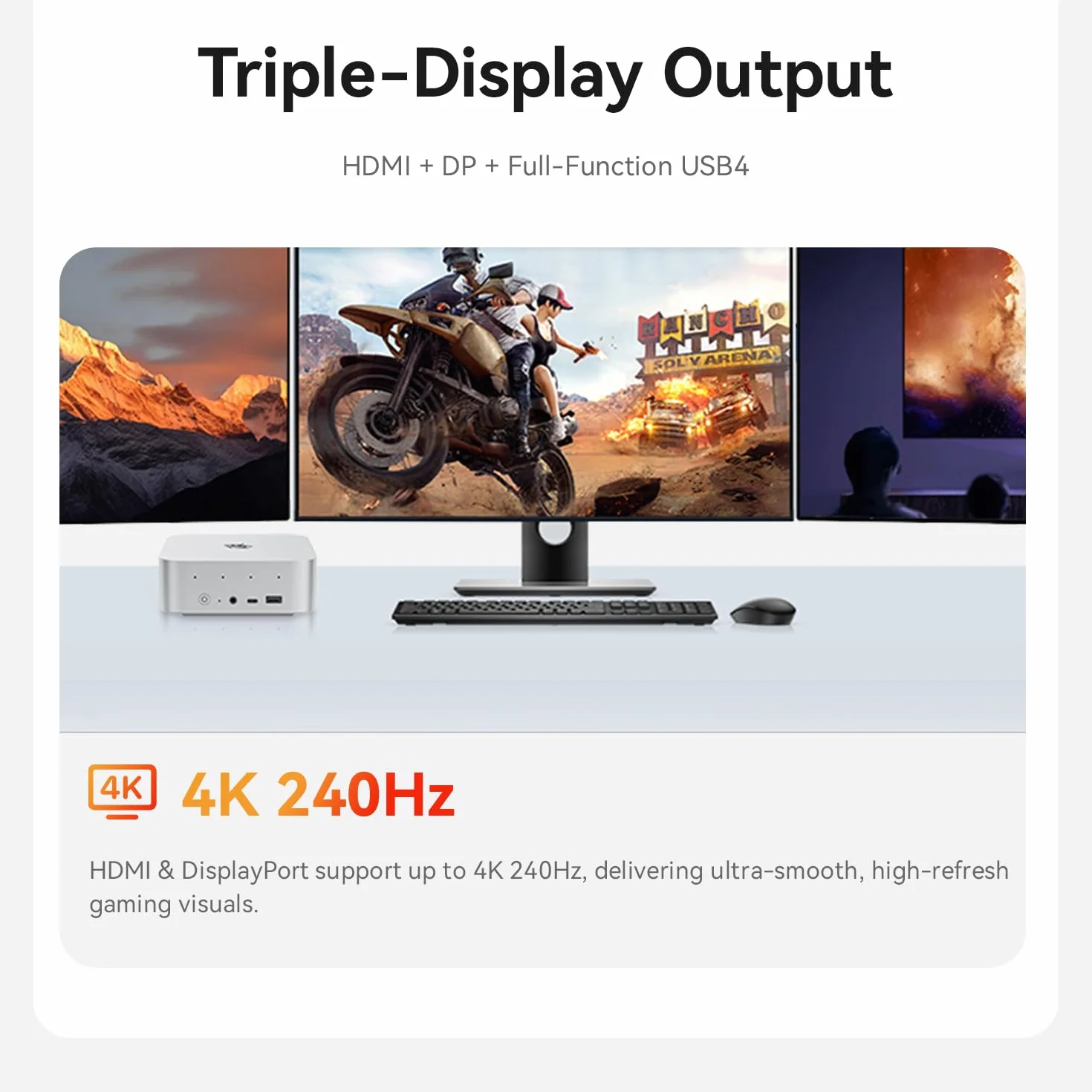 Beelink SER9 Pro Mini PC, AMD Ryzen R7 H255, 24 Go RAM LPDDR5X, SSD 1 To, 4K 240 Hz, Triple écran HDMI/DP/USB 4, Wi-Fi 6, LAN 2,5 Gb