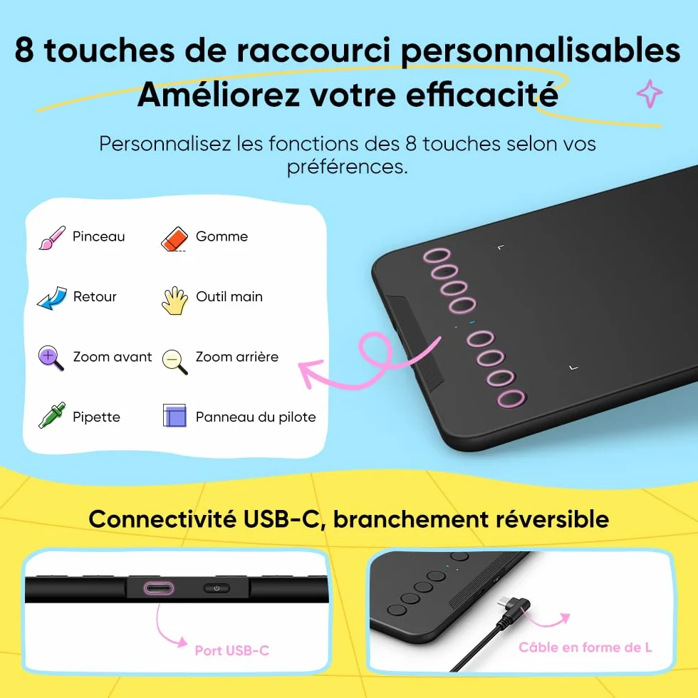 XPPen Deco Mini7W v2 Tablette Graphique Bluetooth 5.0 7 Pouces 16K Niveaux de Pression