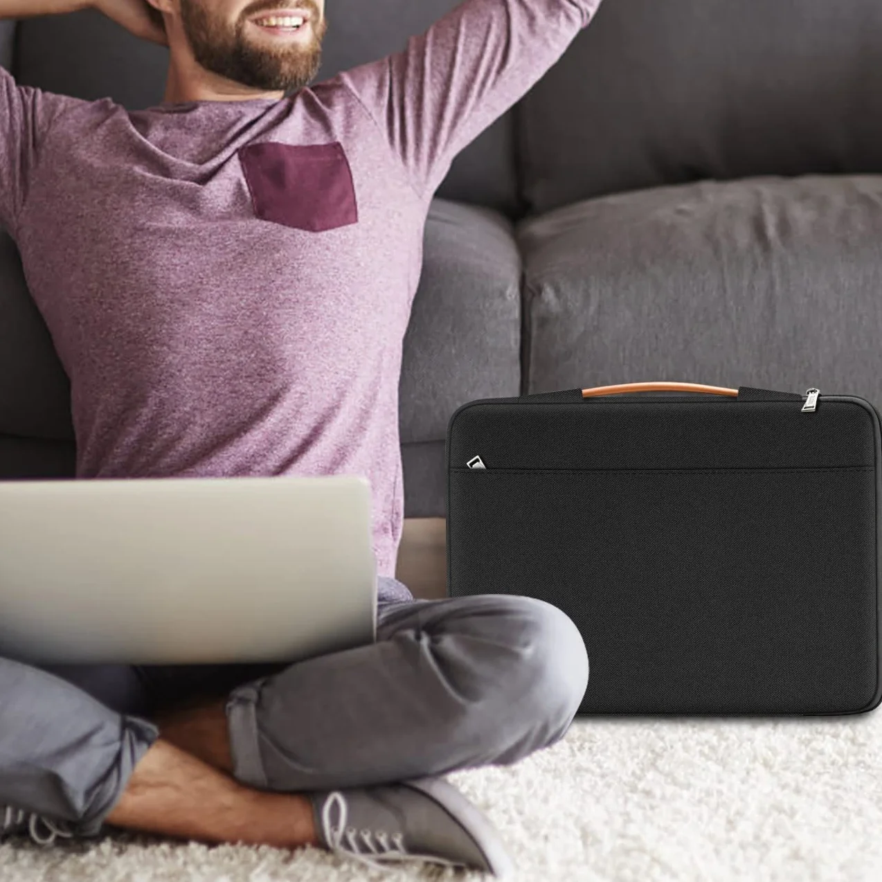 TECOOL Housse Ordinateur Portable 15.6 Pouces Étanche Sacoche PC Noir