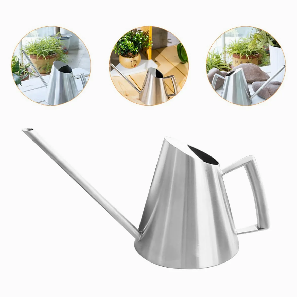 Abaodam Arrosoir en Acier Inoxydable 900 ML pour Jardin D'intérieur et Extérieur, Arrosoir à Long Bec Vintage en Métal, Outil D’arrosage Pratique et Solide pour Plantes et Fleurs