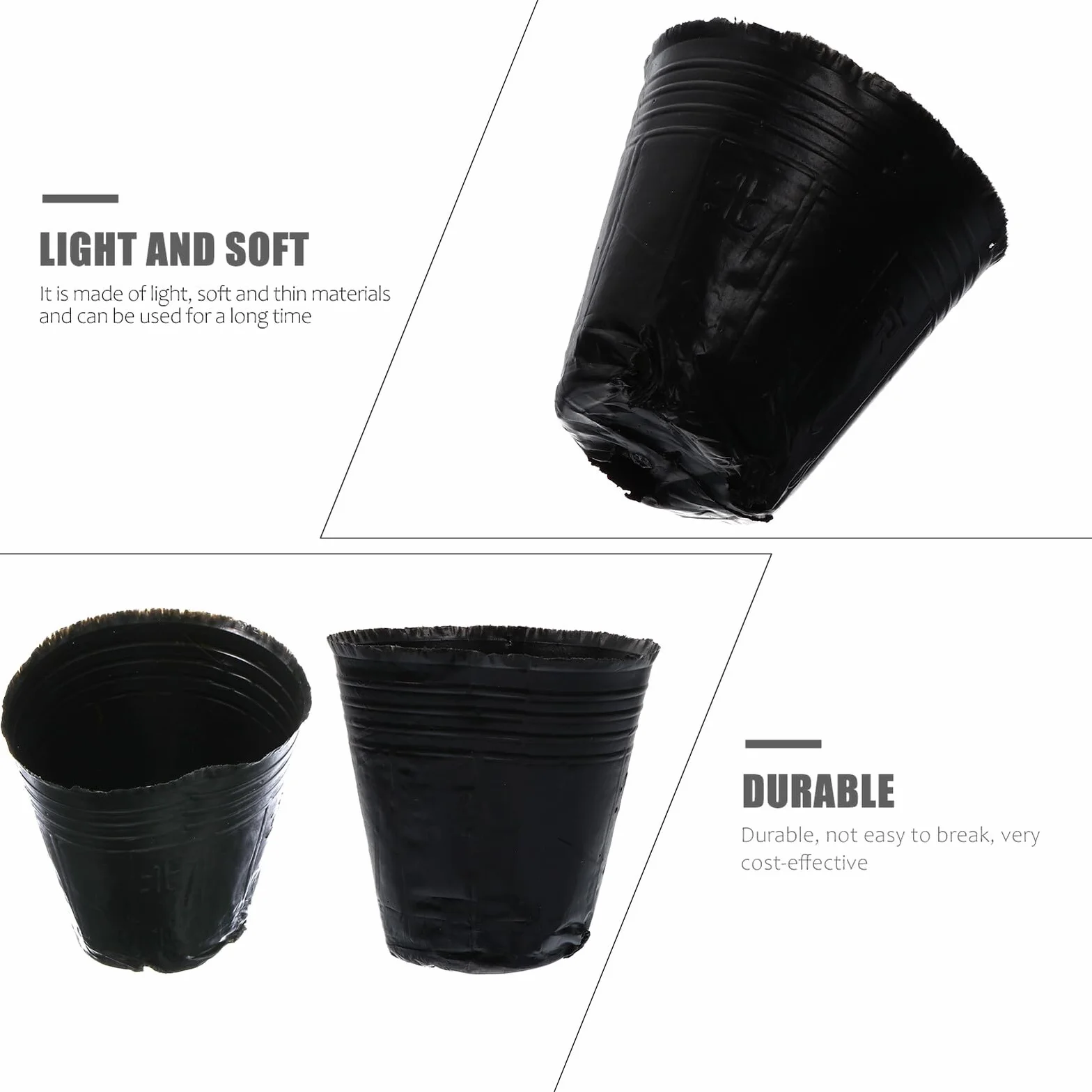 VICASKY 500 Pièces Pots de Semis Plastique avec Drainage Godets de Repiquage pour Plantes