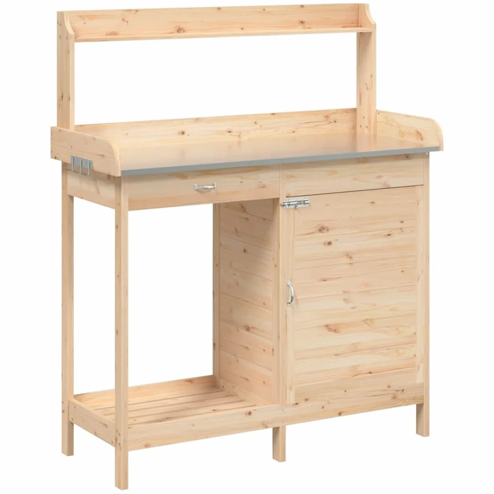 vidaXL Table de Rempotage avec Armoire Établi Jardin Bois Massif Sapin