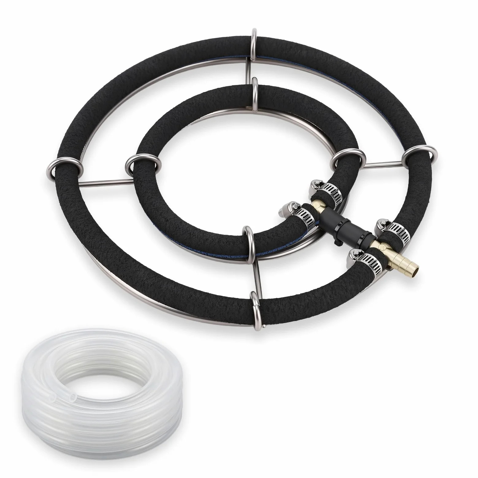 Disque D'aération pour Bassin Anneau de Diffuseur de Bulles d'air Plaque D'aération Microporeuse en Acier Inoxydable 304 Distribution Uniforme des Bulles (Double Cercle 25 cm/9,84 Pouces de