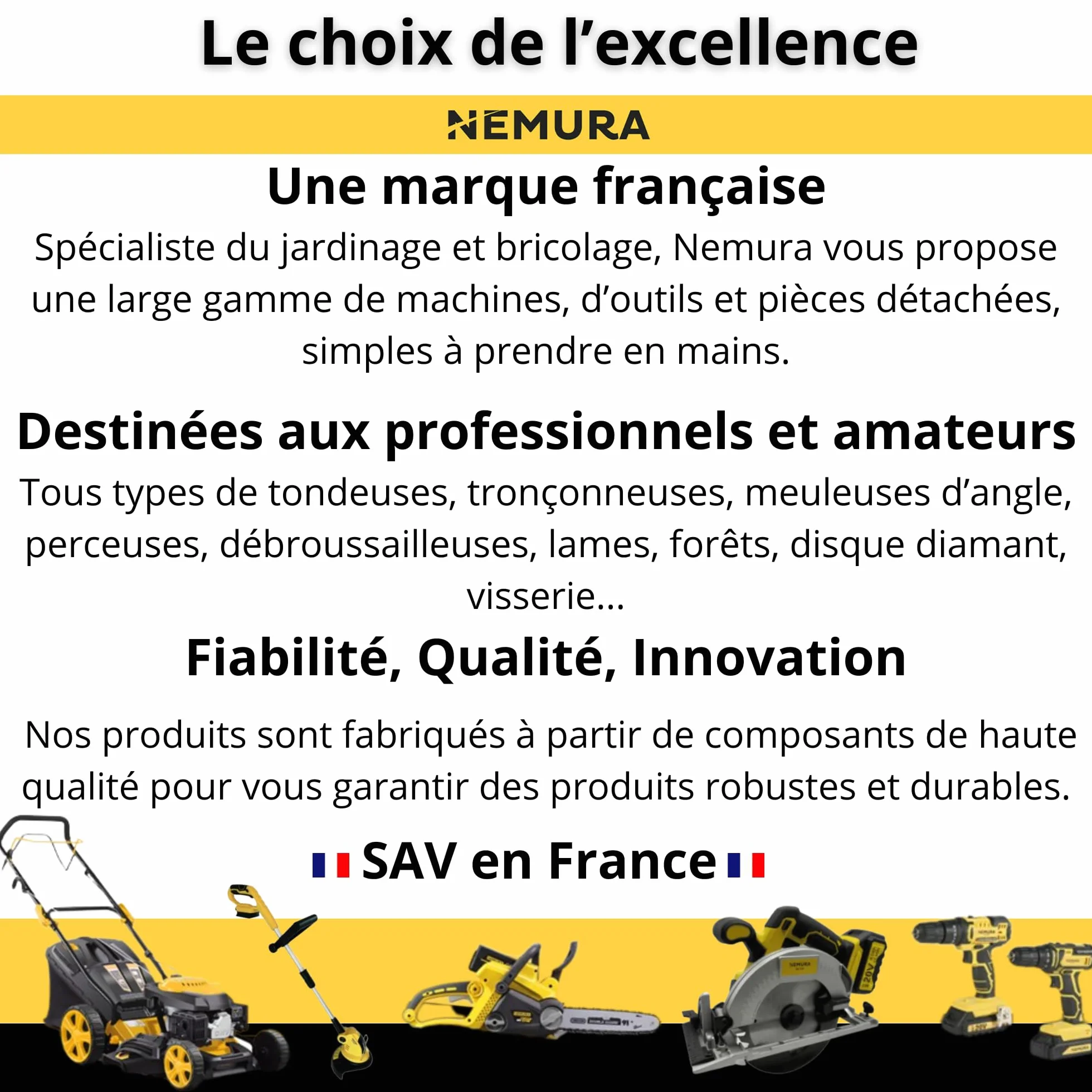 Nemura Guide de 50 cm et Lot de 3 Chaînes de tronçonneuse - Compatible avec les marques ACTIVE,MAKITA... 72 Maillons Entraîneurs - Pas 3/8 - Jauge 0.58 (1,5mm) - Pièces Détachées - Marque Française