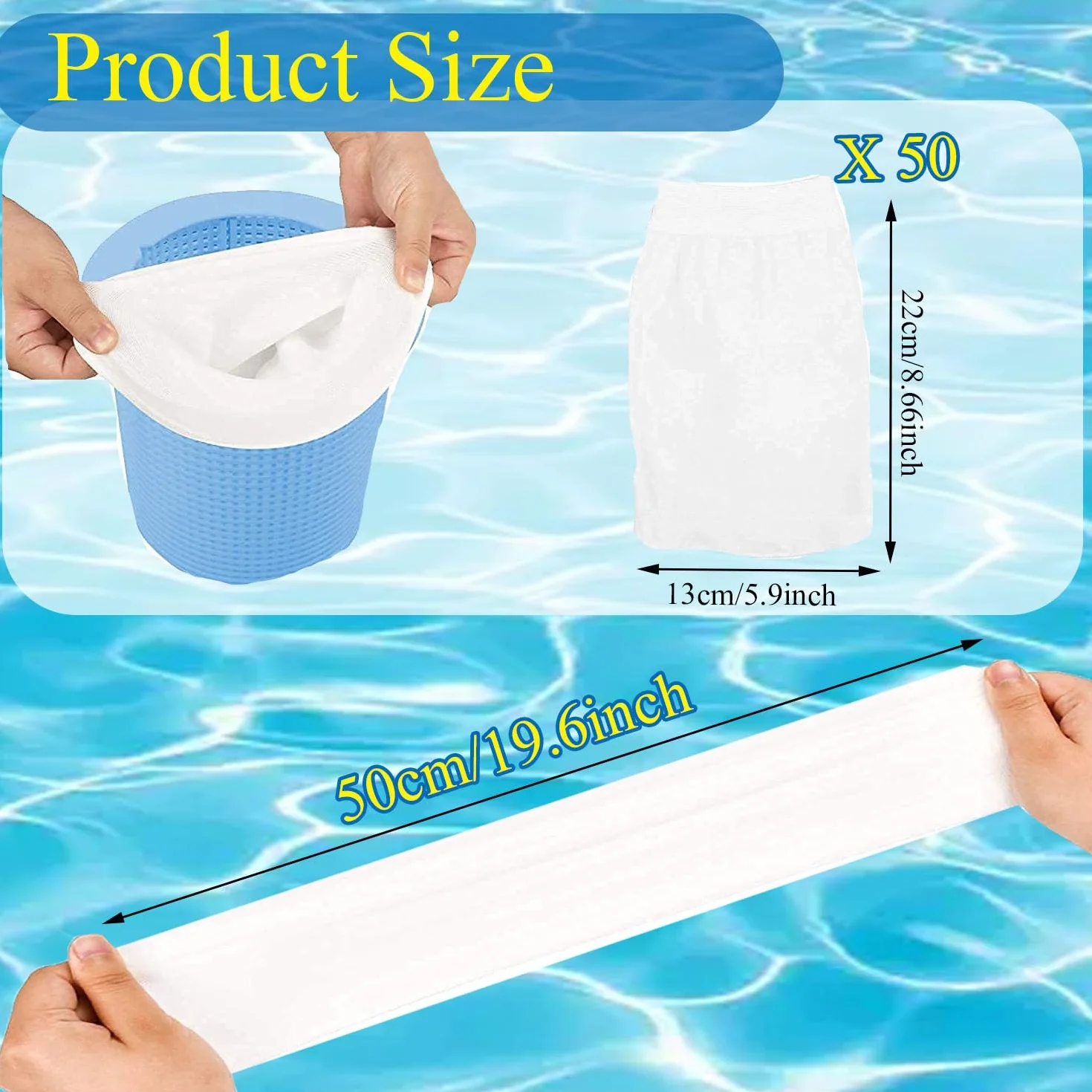 Chaussettes Skimmer Piscine Maillage Ultra-Fin Nylon Élastique Lavable Réutilisable Lot de 50