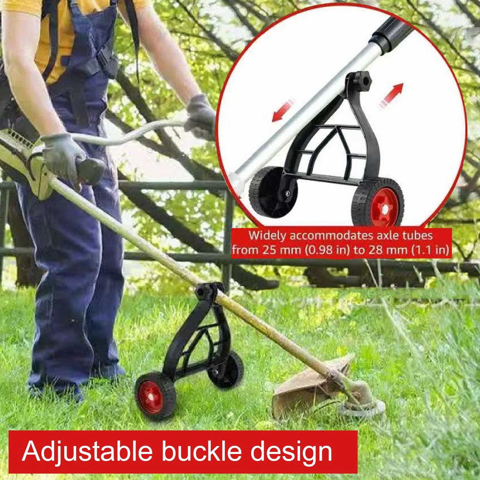 Roue de Support Réglable pour Tondeuse, Métal Plastique, Cadre Triangulaire