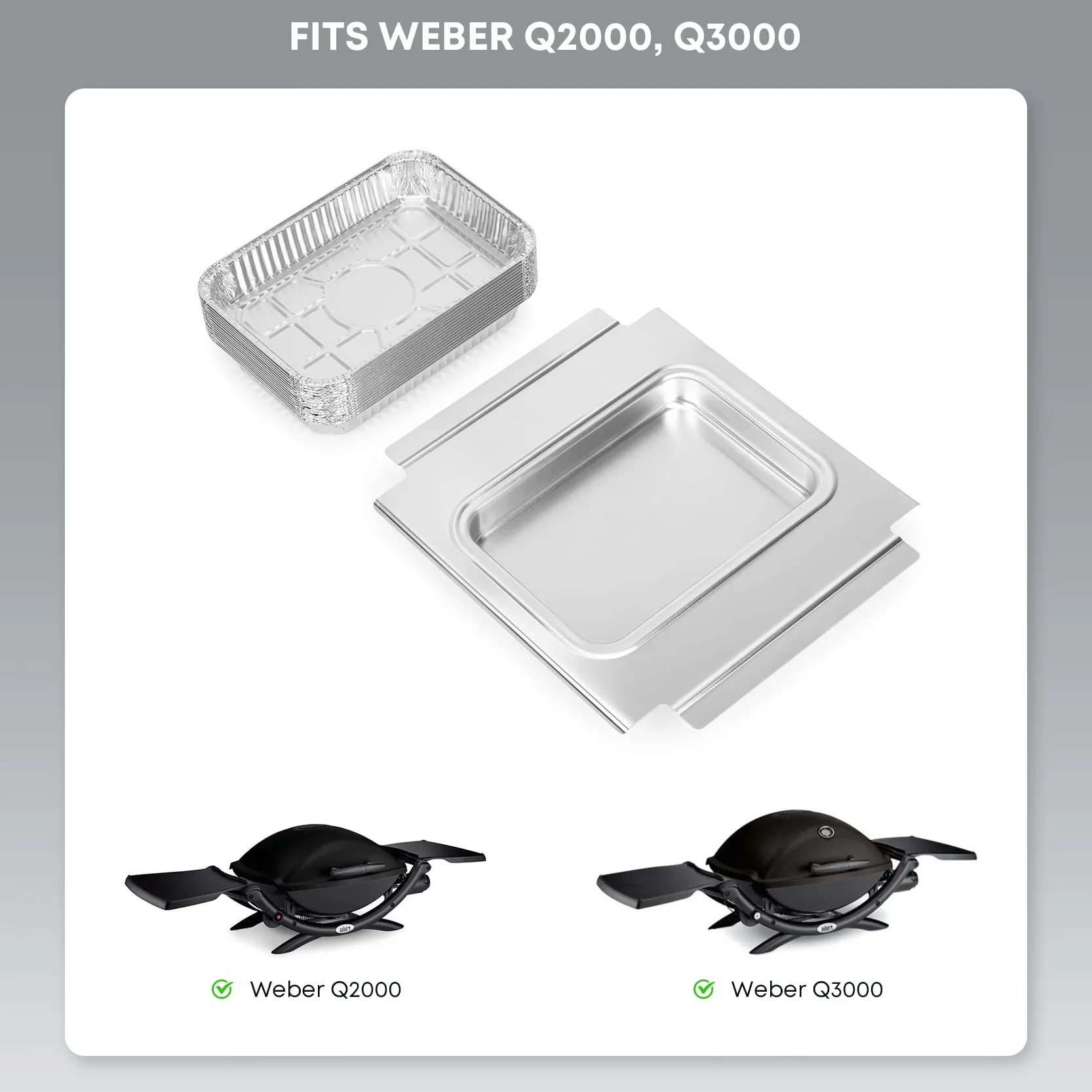 onlyfire Barquette Aluminium Jetable 27x30x3,2cm pour Barbecue Weber Q200 Q300 Série